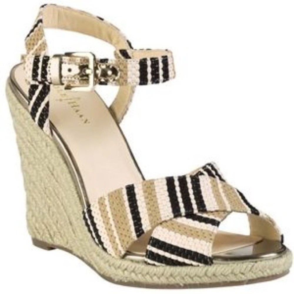 Cole Haan Hart Wedge Black striped Raffie shoes